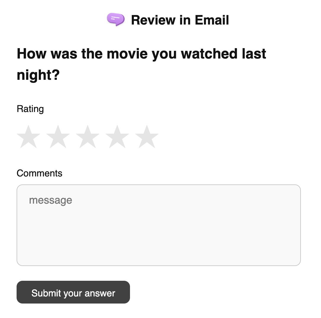 Default content for Review in Email app