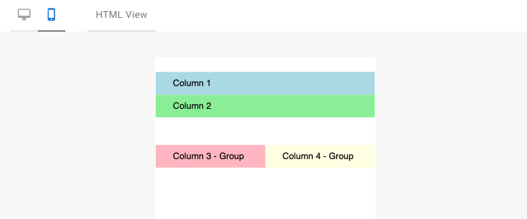 In mobile view, columns wrapped in dys-group will remain in a horizontal row