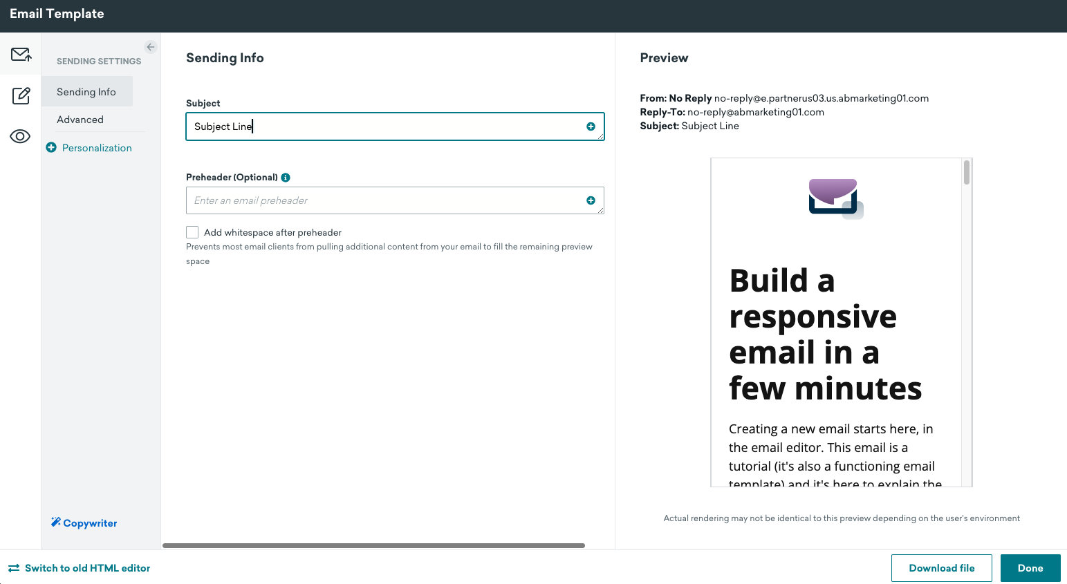 Editing the braze templates sending info