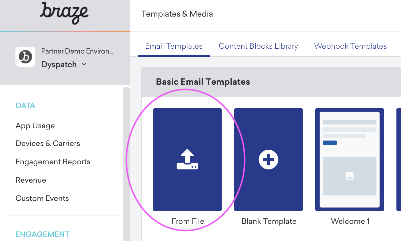 Click the From File option in the Templates & Media Section