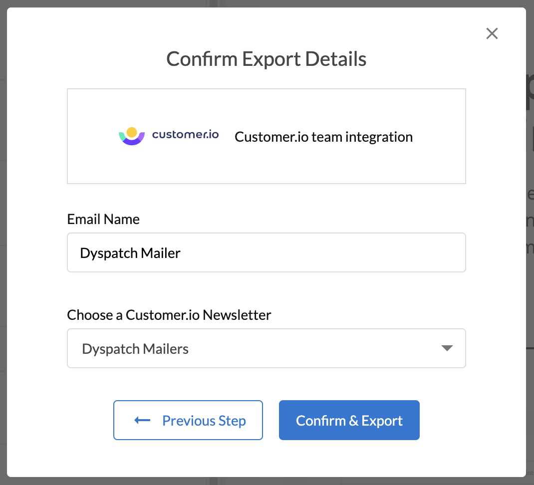 Exporting to Customer.io