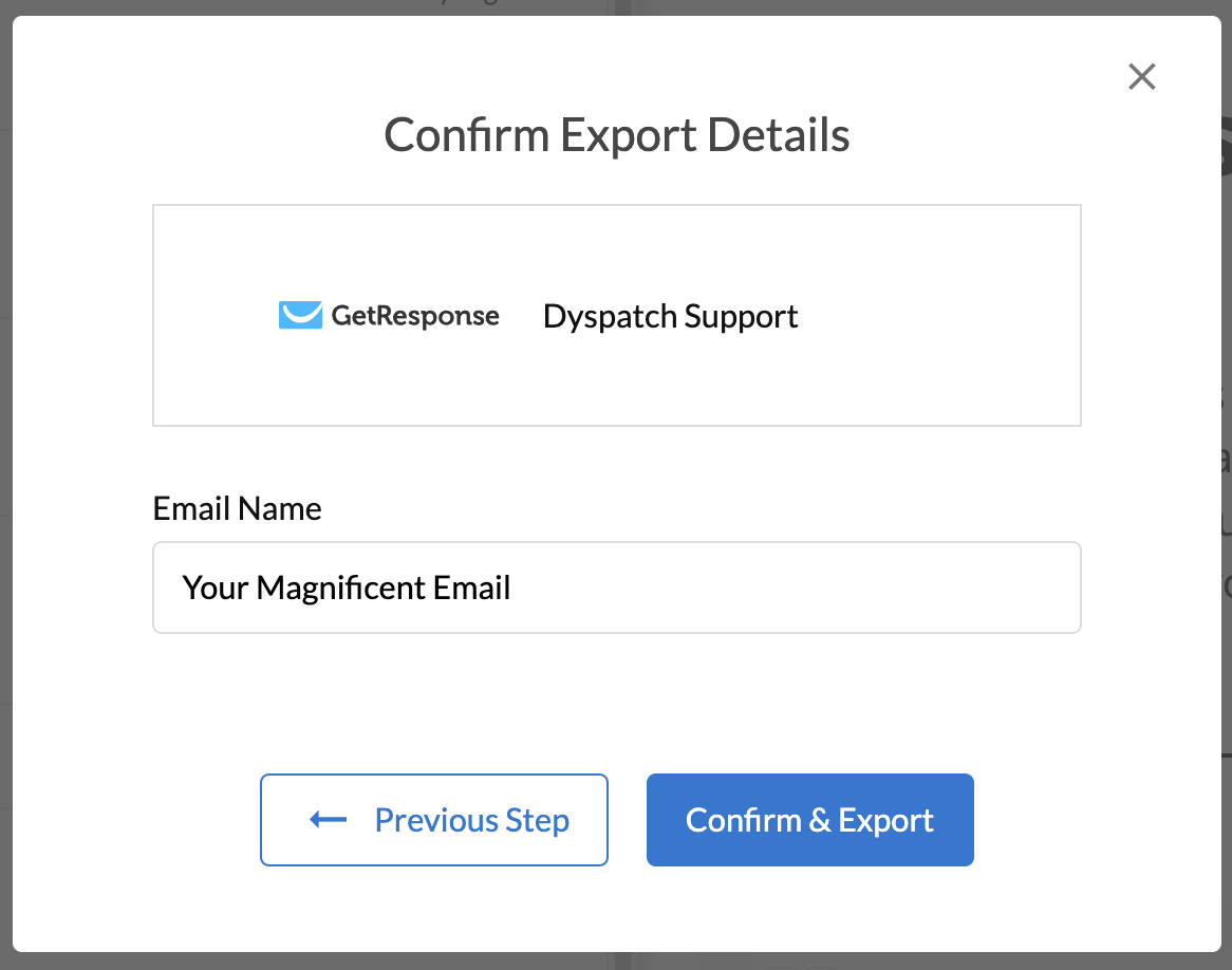 Exporting to GetResponse