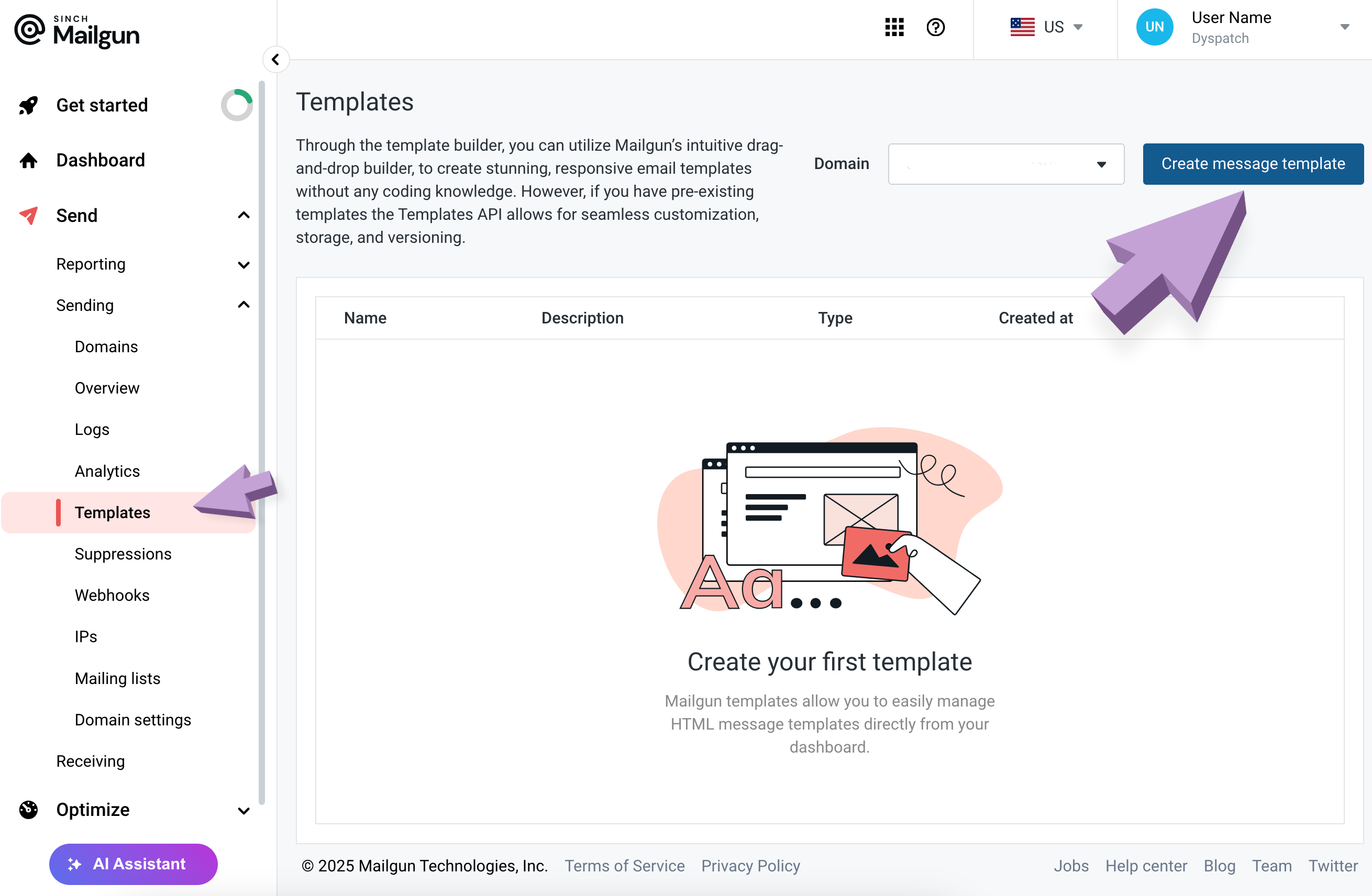 Exporting a Dyspatch Template to Mailgun Dyspatch Support