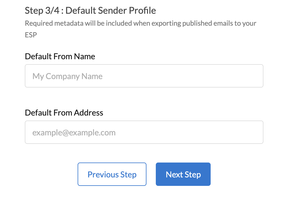 Modal in Dyspatch displaying step 3 for fields required