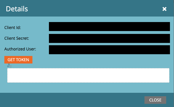 Marketo installed service details modal with Client ID and Client Secret.