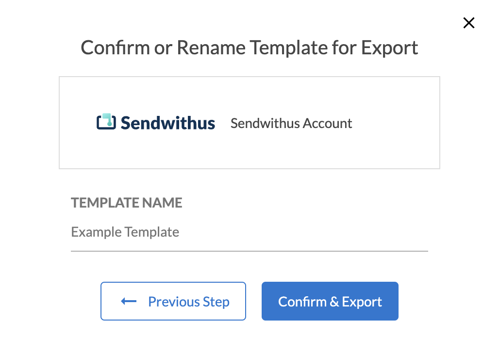 Entering a name for your exported template