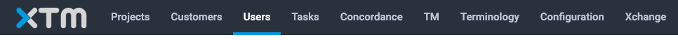 XTM Users tab at the top of the page