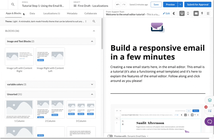 Typing the french translation of a string in the email builder