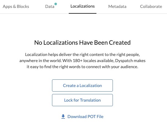 Open the Localizations tab