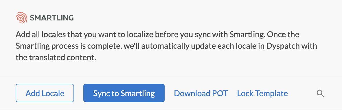 'Sync to Smartling' option in the Template Editor