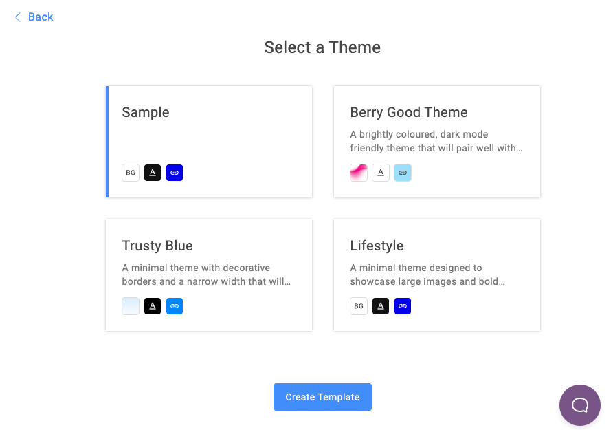 Selecting a theme while creating a new visual template