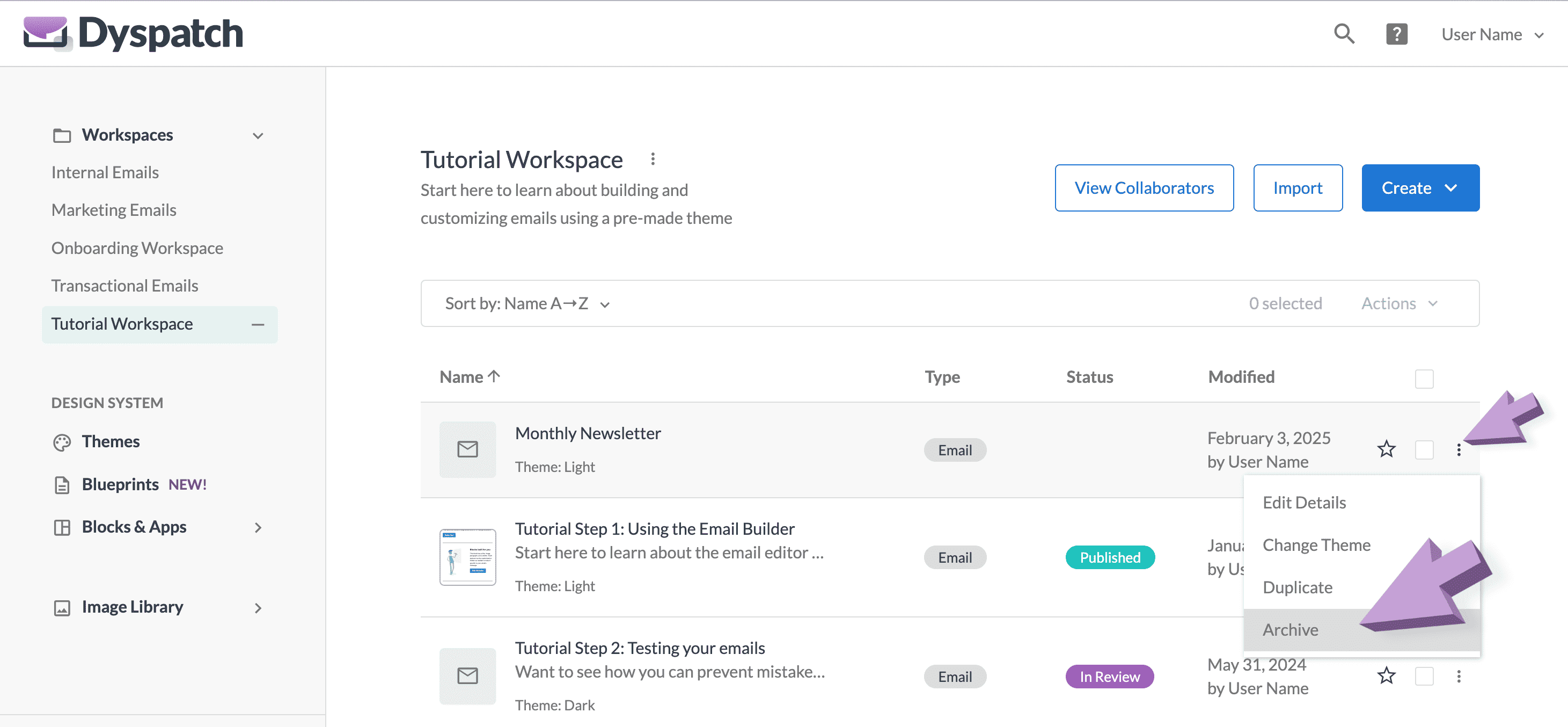 Archiving and Restoring Content | Dyspatch Support