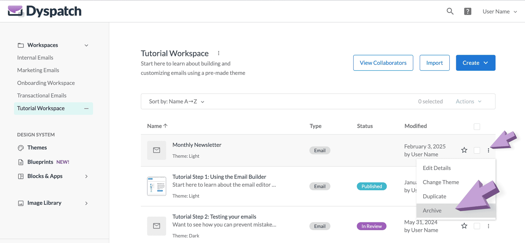 Archiving and Restoring Content | Dyspatch Support