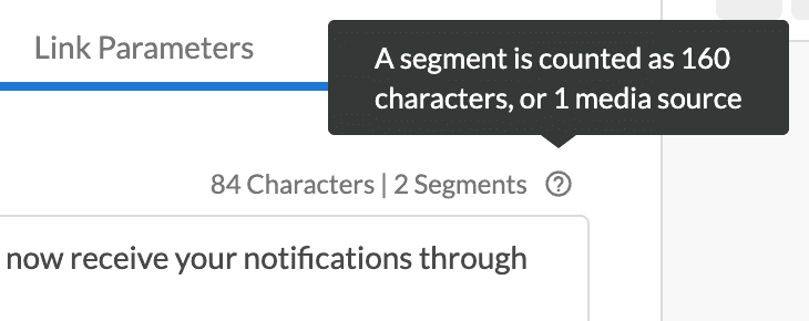 Character and segment count in SMS builder