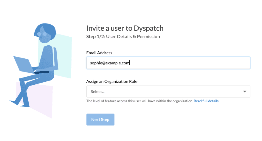 Inviting a new user to Dyspatch