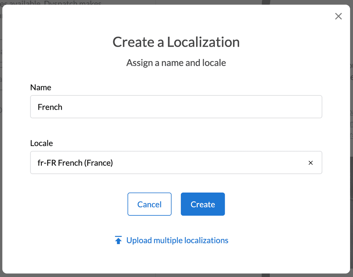 Create a localization modal