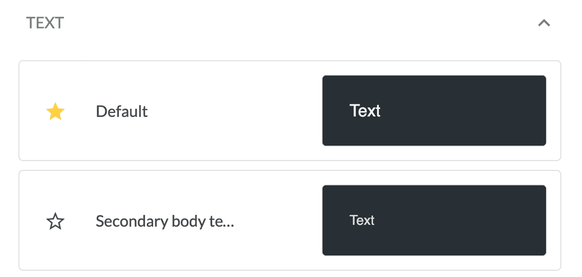 Components tab with add custom component box and two Text variants