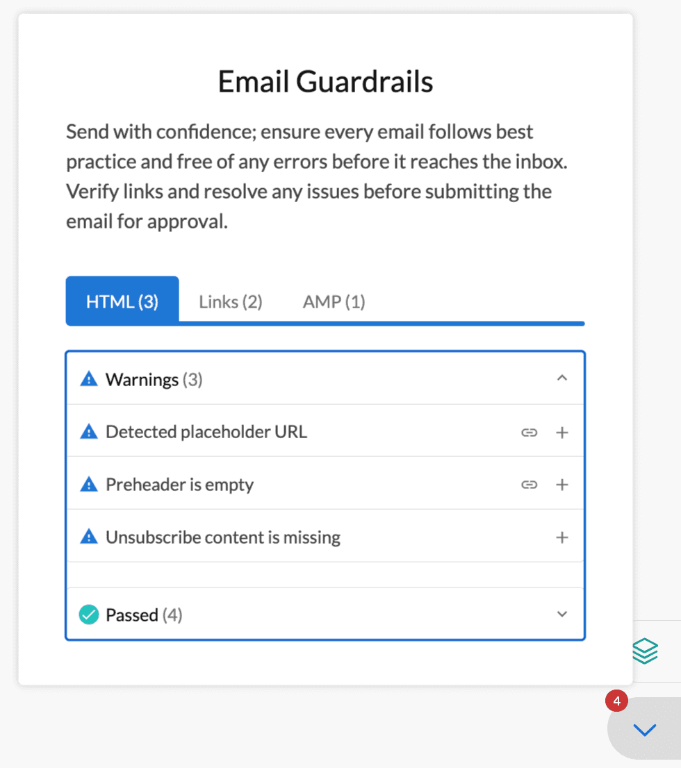 Email Guardrails warning screen