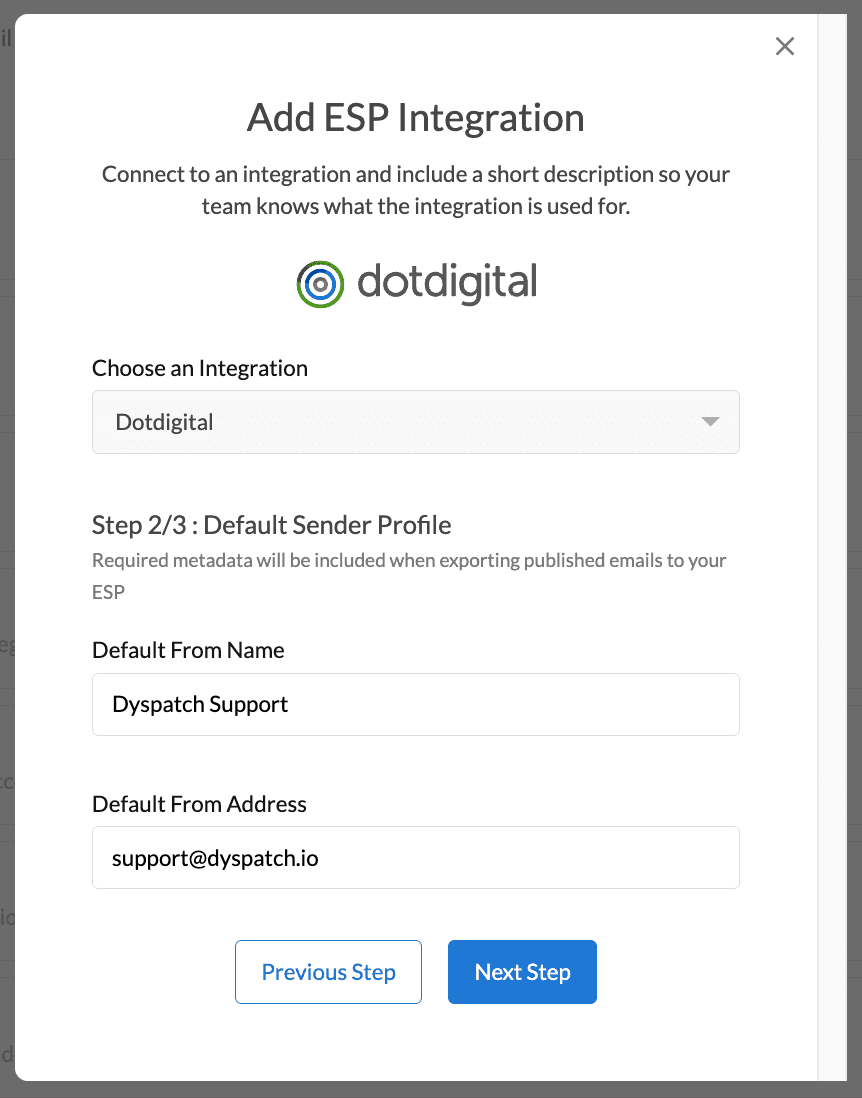 Adding Dotdigital to Dyspatch Step 2