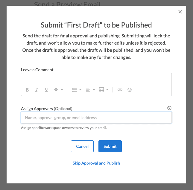 Submitting an email modal