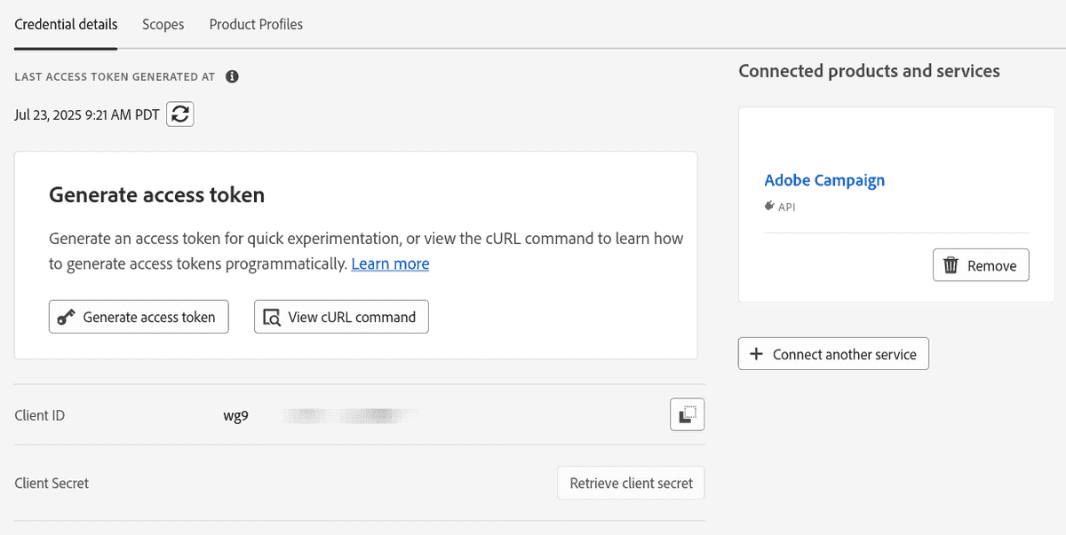 Generate access token