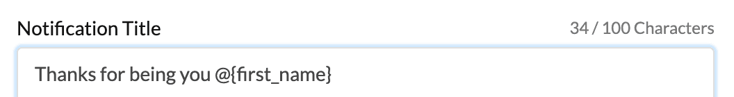 Notification title character count in the push notification builder