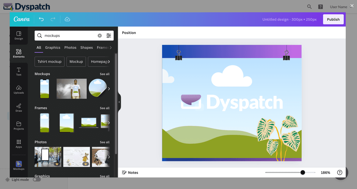 Dyspatch mockup design in Canva integration