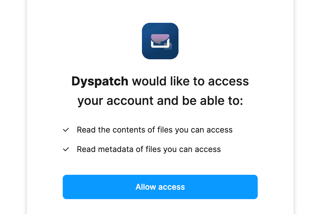 Allow Dyspatch Access modal for Figma integration