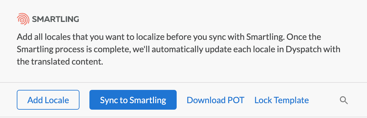 Sync to Smartling option in the Email Builder