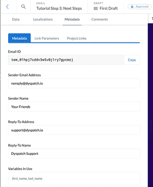 Setting Up Email Metadata | Dyspatch Support