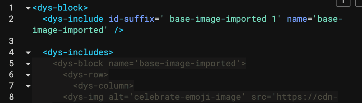 DML code with included base-image block as read only